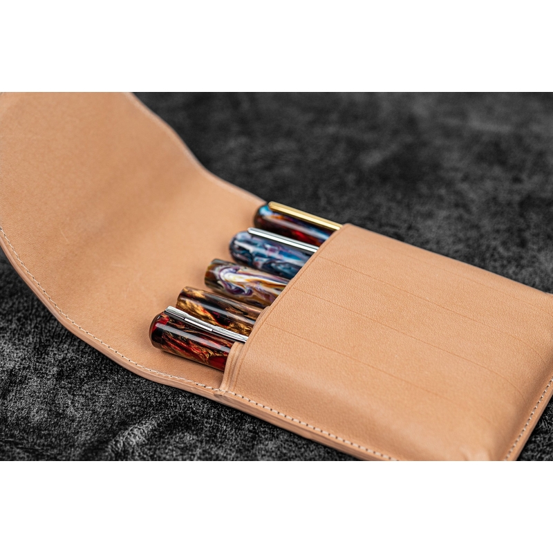 Galen Leather Galen Leather Flap Portapenne in Pelle 5 Posti Undyed