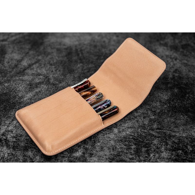 Galen Leather Galen Leather Flap Portapenne in Pelle 5 Posti Undyed