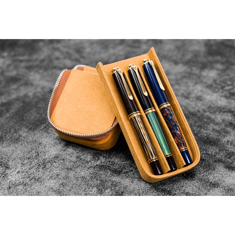 Galen Leather Galen Leather Magnum Opus 3 Slots Pen Case Crazy Horse Brown