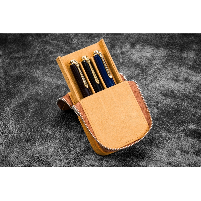 Galen Leather Galen Leather Magnum Opus 3 Slots Pen Case Crazy Horse Brown