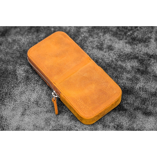 Galen Leather Magnum Opus 3 Slots Pen Case Crazy Horse Brown