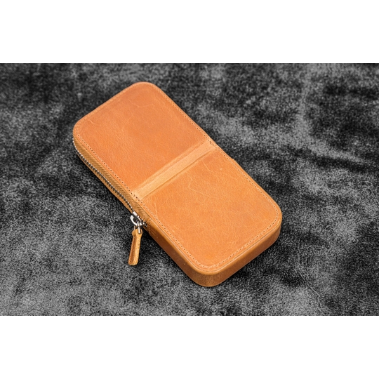 Galen Leather Magnum Opus 3 Slots Pen Case Crazy Horse Honey Ochre