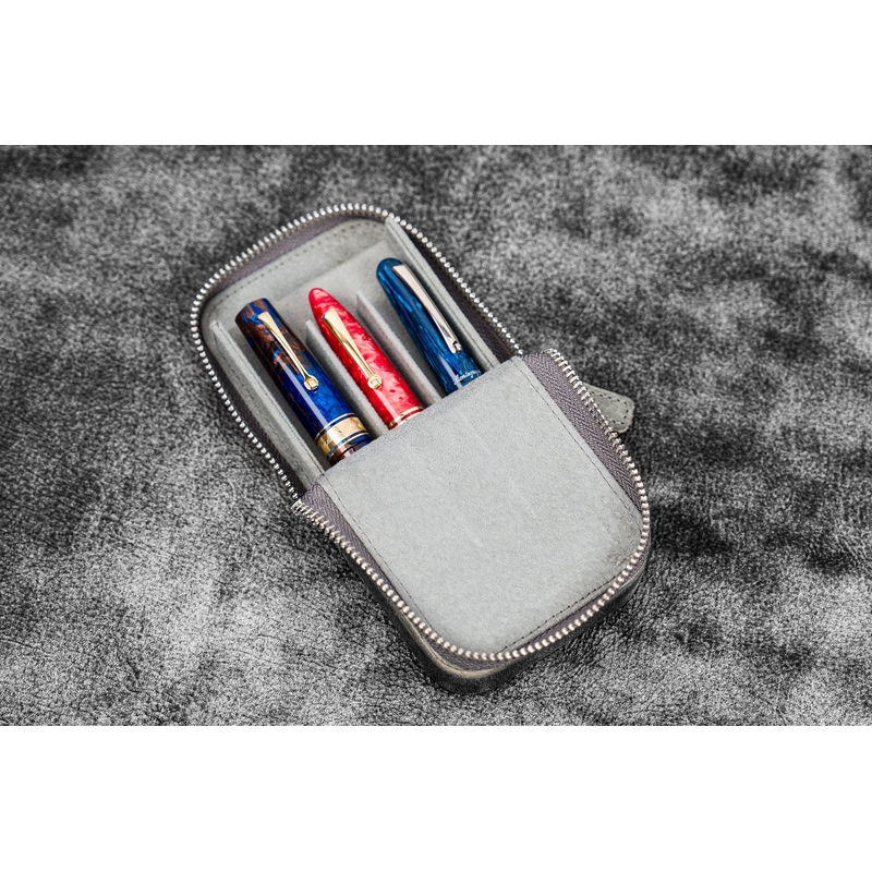 Galen Leather Galen Leather Magnum Opus 3 Slots Pen Case Crazy Horse Smoky Grey