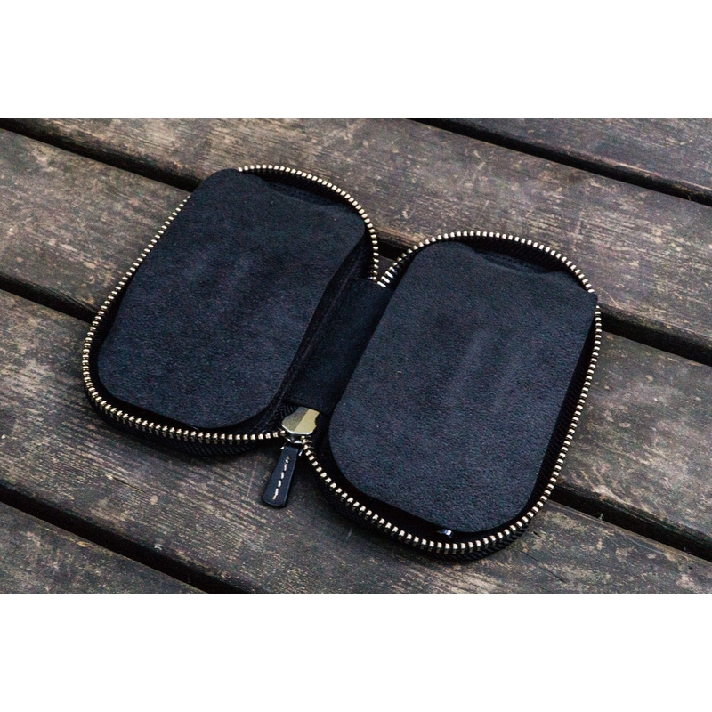 Galen Leather Galen Leather Portapenne in Pelle con Zip 6 Posti Nero