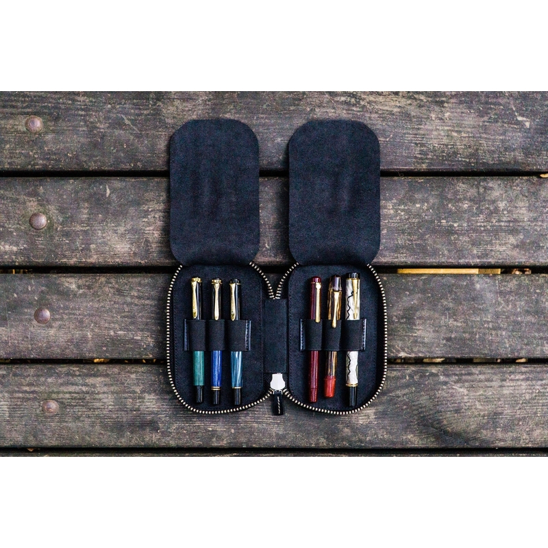Galen Leather Galen Leather Zippered 6 Slots Pen Case Black