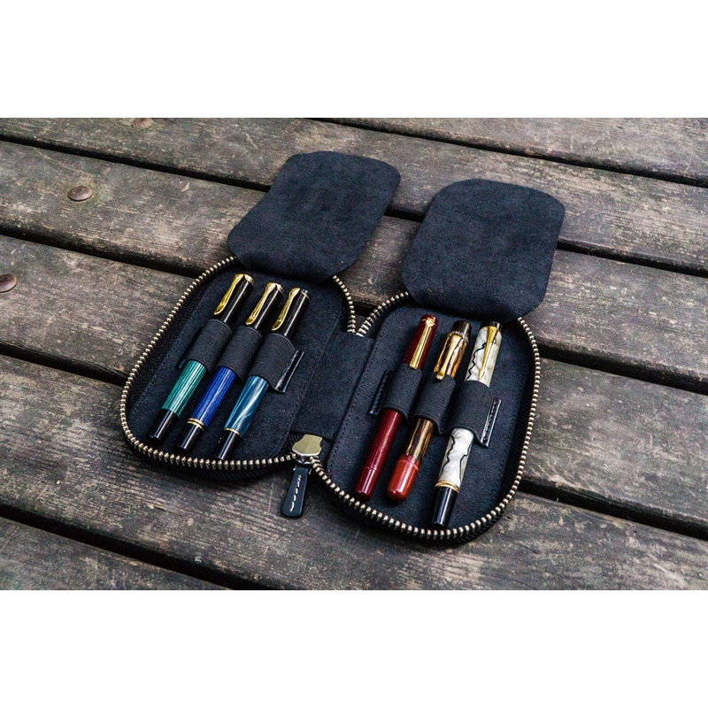 Galen Leather Galen Leather Zippered 6 Slots Pen Case Black