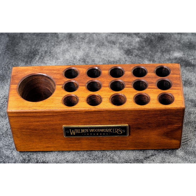 Galen Leather Galen Leather Wood Desk Organizer Pen Holder Walnut