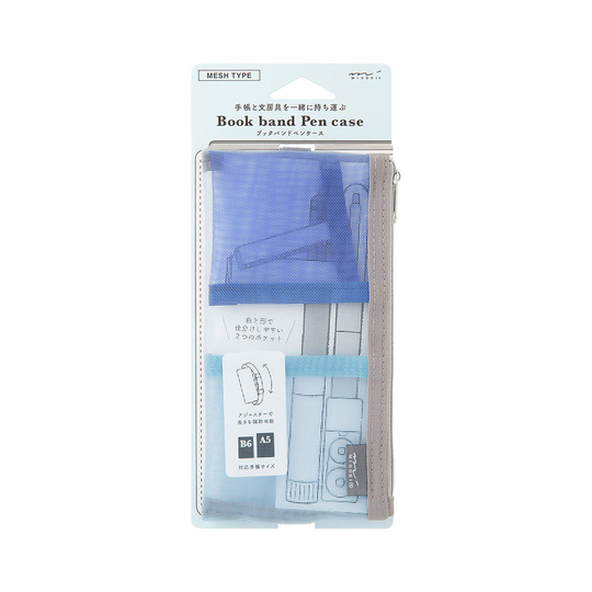 Midori Portapenne con Banda Elastica Mesh Light Blue