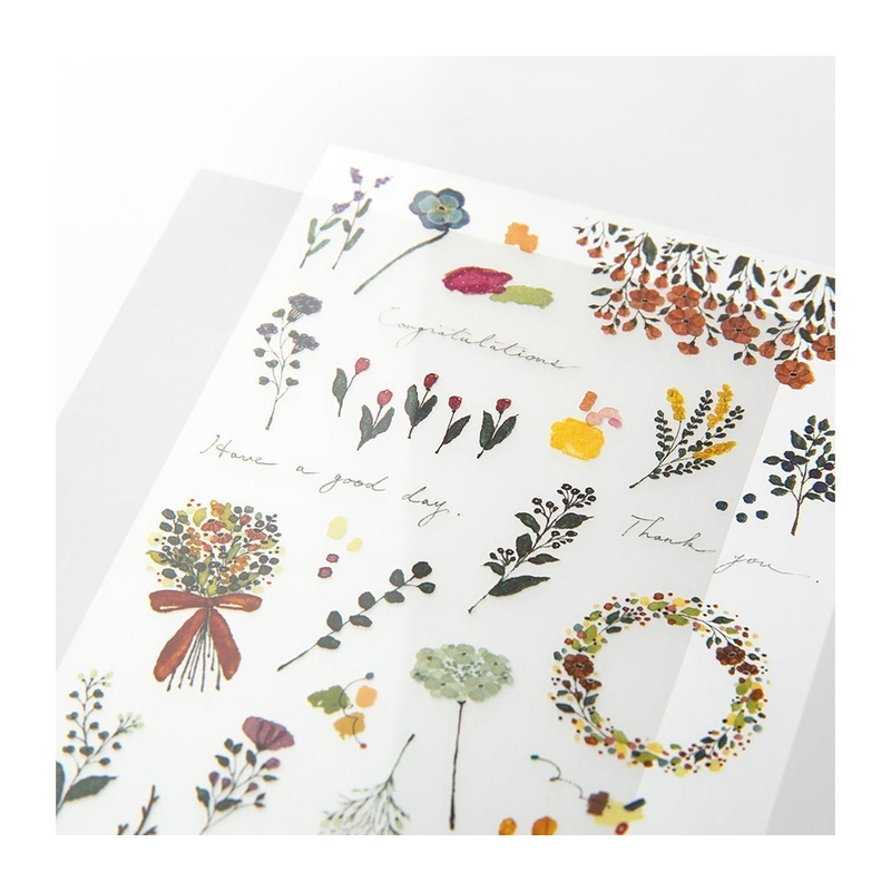 Midori Midori Transfer Sticker Adesivi con Motivo Floreale