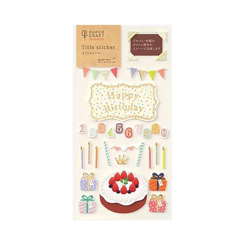 Midori Midori Paper Craft Museum Title Sticker Birthday