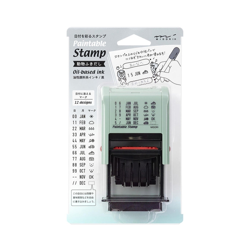 Midori Midori Paintable Rotating Date Stamp Animal Speech Bubbles