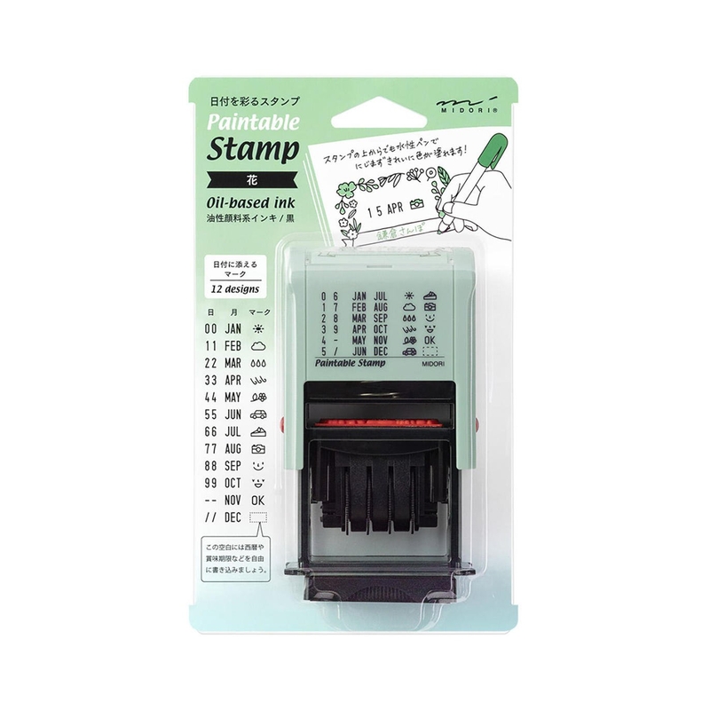 Midori Midori Paintable Rotating Date Stamp Flowers