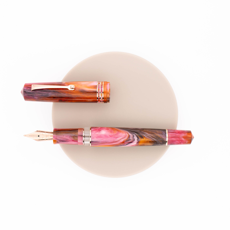 Leonardo Officina Italiana Leonardo Momento Zero Grande 2.0 Galattica Fountain Pen Nana Rosa 14k Limited Edition