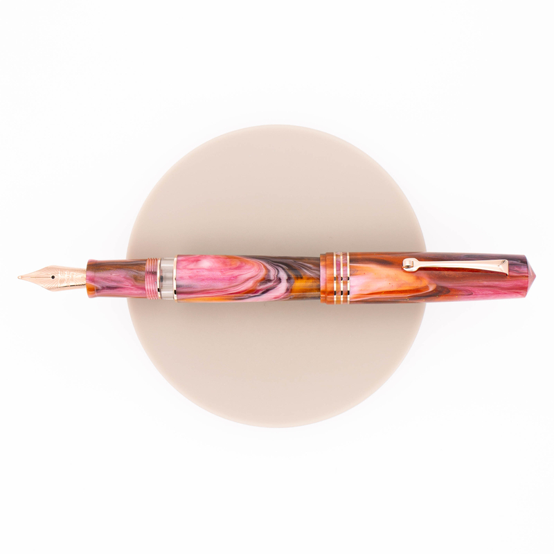 Leonardo Officina Italiana Leonardo Momento Zero Grande 2.0 Galattica Fountain Pen Nana Rosa 14k Limited Edition