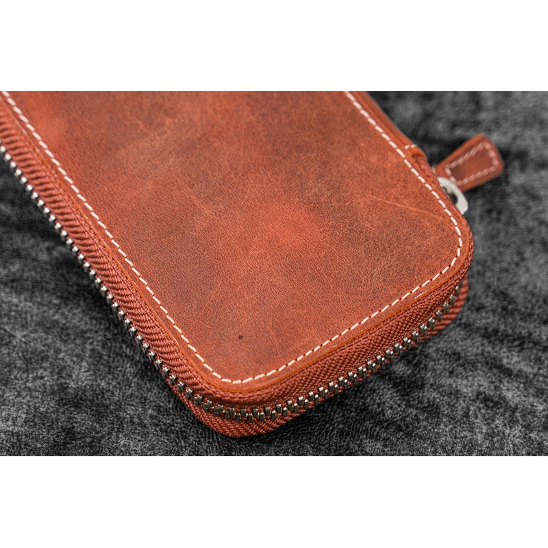 Galen Leather Galen Leather Portapenne in Pelle con Zip 6 Posti Crazy Horse Orange