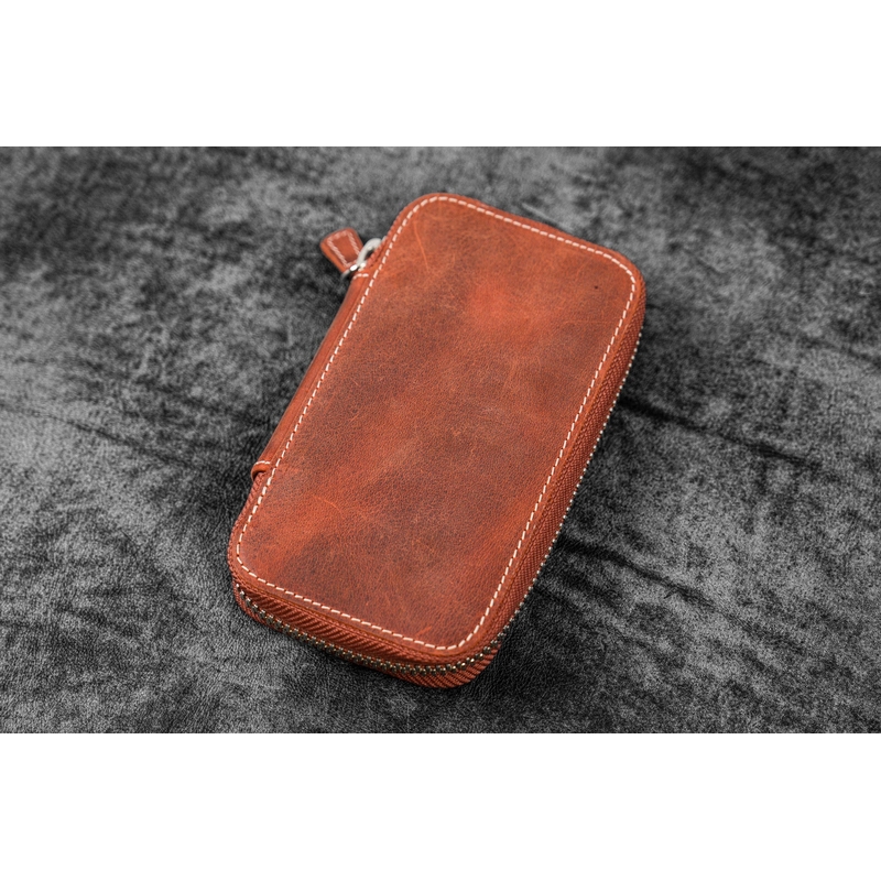 Galen Leather Galen Leather Zippered 6 Slots Pen Case Crazy Horse Orange