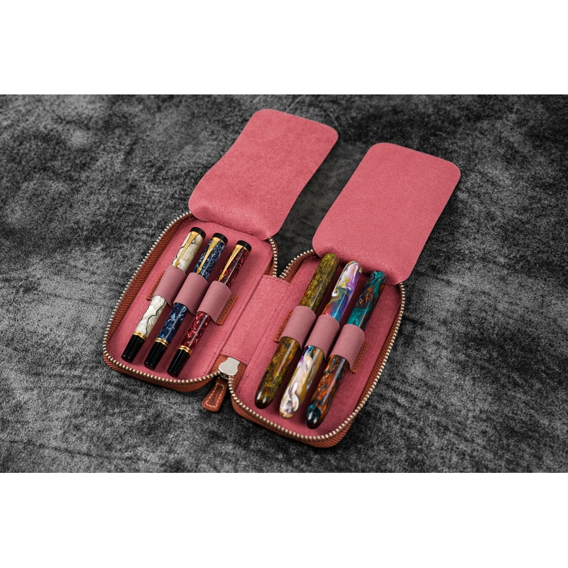 Galen Leather Galen Leather Zippered 6 Slots Pen Case Crazy Horse Orange