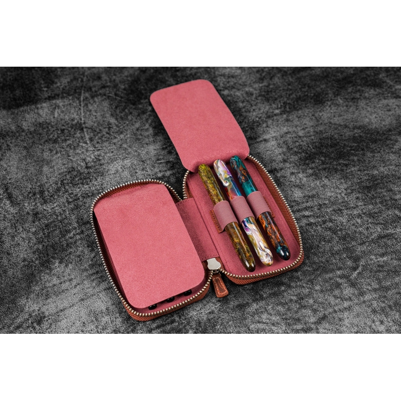 Galen Leather Galen Leather Zippered 6 Slots Pen Case Crazy Horse Orange