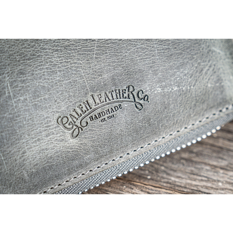 Galen Leather Galen Leather Portapenne in Pelle 5 Posti con Notebook A6 Crazy Horse Smoky Grey
