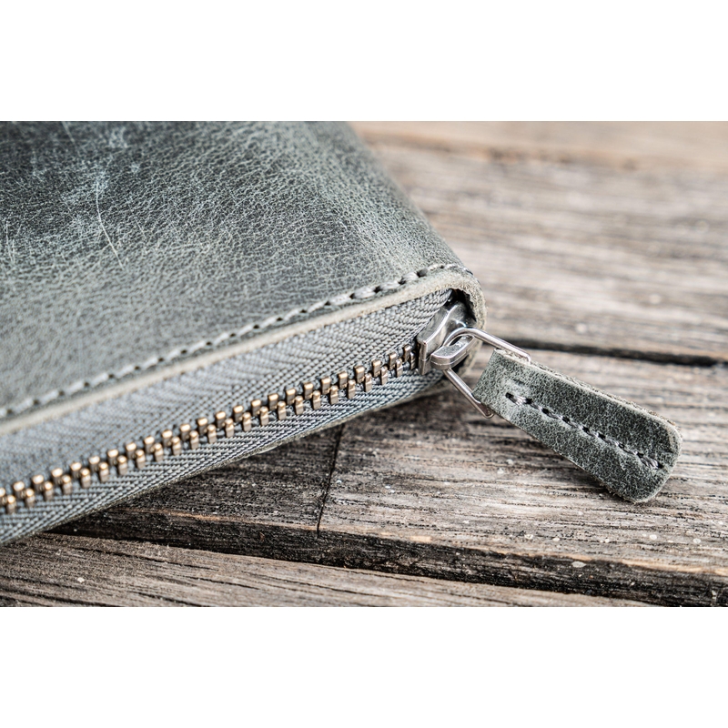 Galen Leather Galen Leather Portapenne in Pelle 5 Posti con Notebook A6 Crazy Horse Smoky Grey