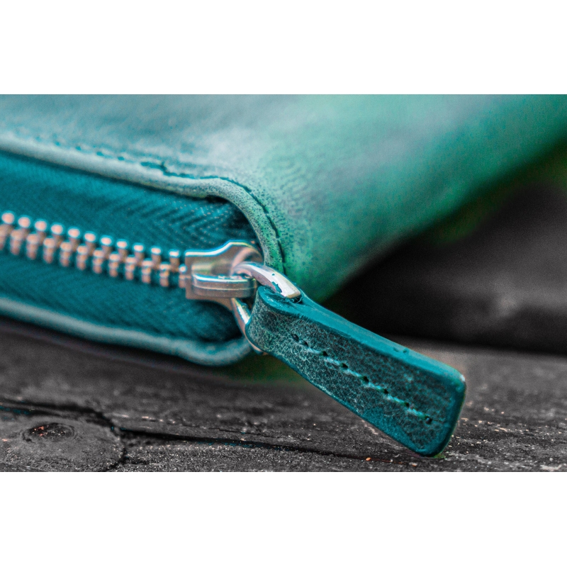 Galen Leather Galen Leather Portapenne in Pelle 5 Posti con Notebook A6 Crazy Horse Forest Green
