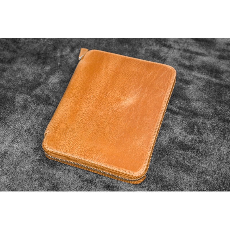Galen Leather Galen Leather Portapenne in Pelle con Zip 20 Posti Crazy Horse Honey Ochre
