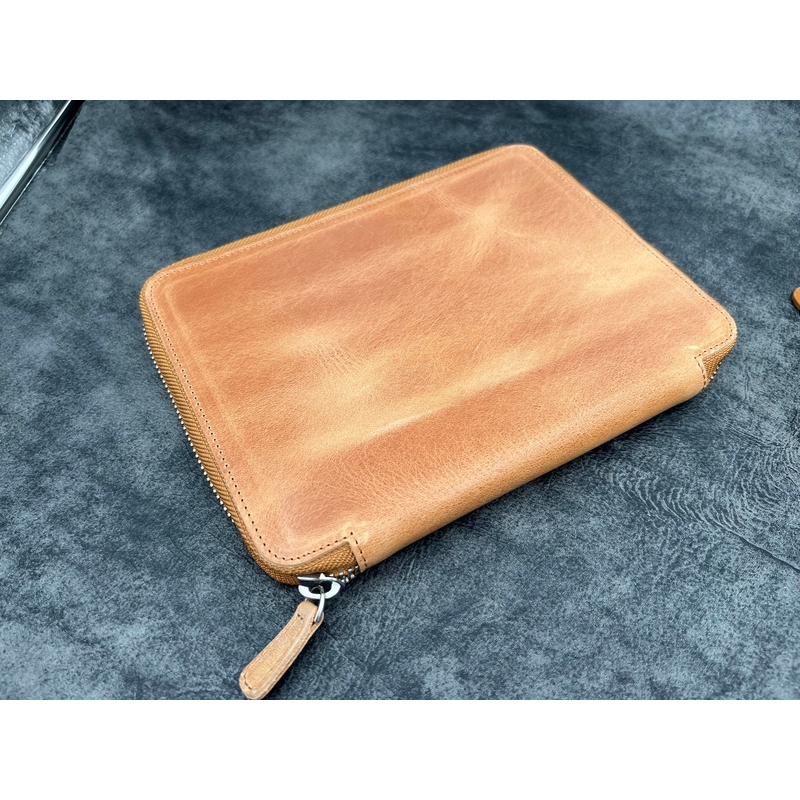Galen Leather Galen Leather Portapenne in Pelle 10 Posti con Notebook A5 Crazy Horse Honey Ochre