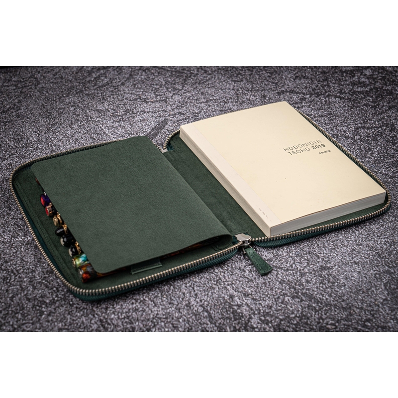 Galen Leather Galen Leather Portapenne in Pelle 10 Posti con Notebook A5 Crazy Horse Forest Green