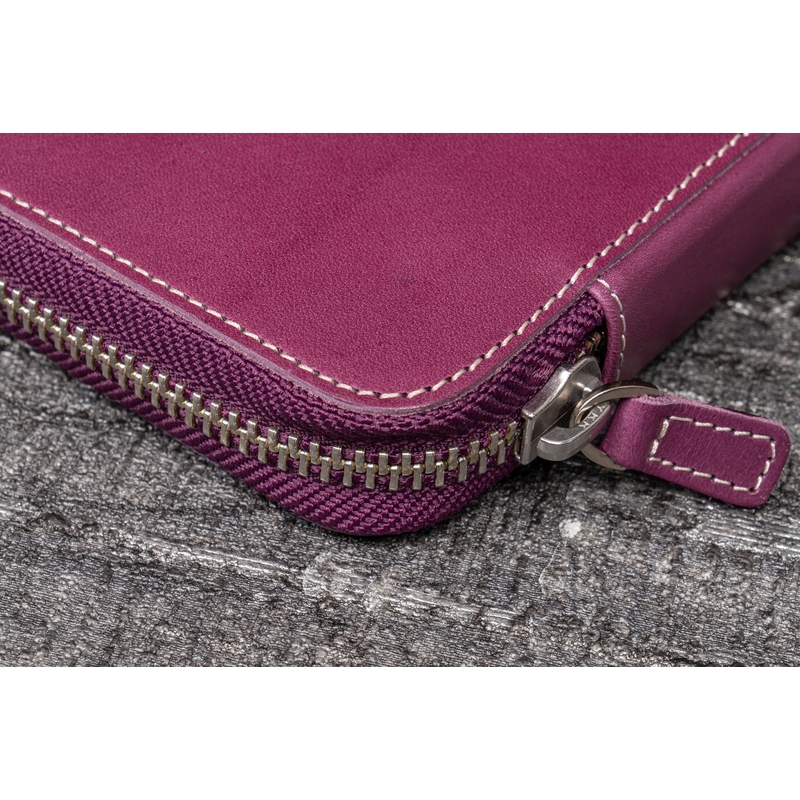 Galen Leather Galen Leather Portapenne in Pelle con Zip 10 Posti Viola