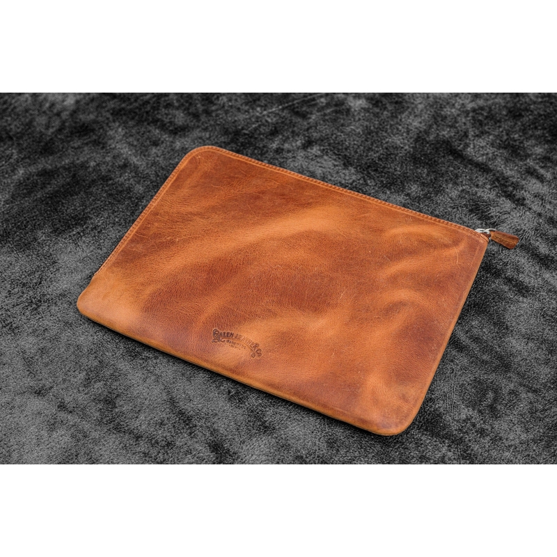 Galen Leather Galen Leather Writer's Bank Bag con Portapenne 7 Posti Crazy Horse Tan