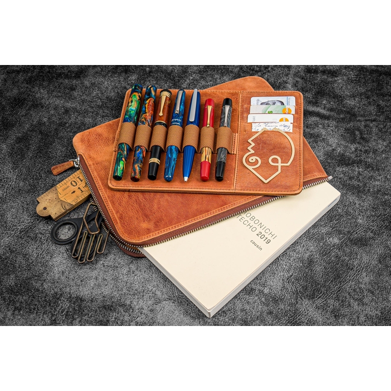 Galen Leather Galen Leather Zippered Writer's Bank Bag Crazy Horse Tan