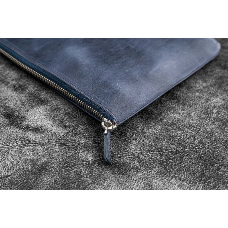 Galen Leather Galen Leather Writer's Bank Bag con Portapenne 7 Posti Crazy Horse Navy Blue