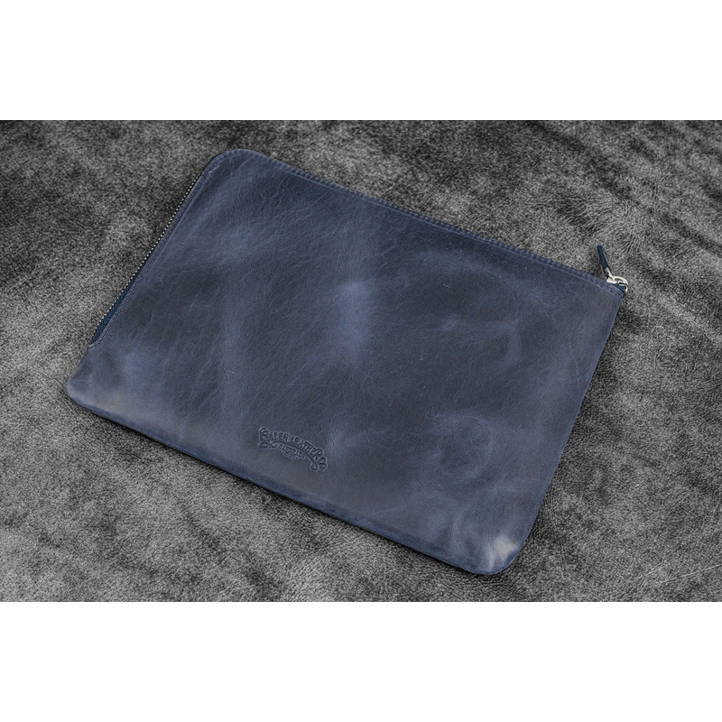 Galen Leather Galen Leather Writer's Bank Bag con Portapenne 7 Posti Crazy Horse Navy Blue