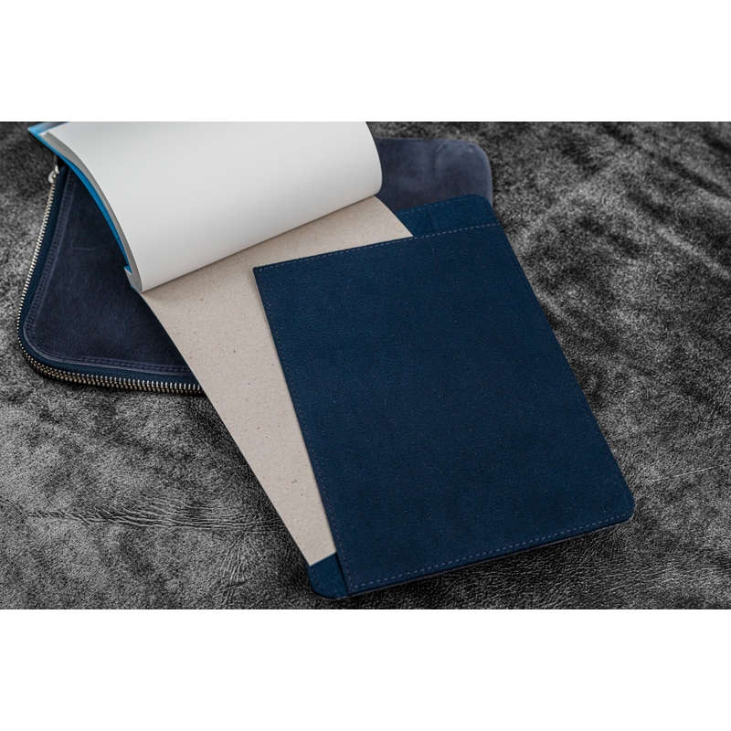 Galen Leather Galen Leather Writer's Bank Bag con Portapenne 7 Posti Crazy Horse Navy Blue