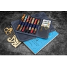 Galen Leather Galen Leather Writer's Bank Bag con Portapenne 7 Posti Crazy Horse Navy Blue