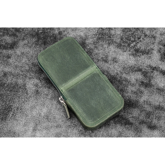 Galen Leather Magnum Opus Portapenne in Pelle 3 Posti Crazy Horse Forest Green