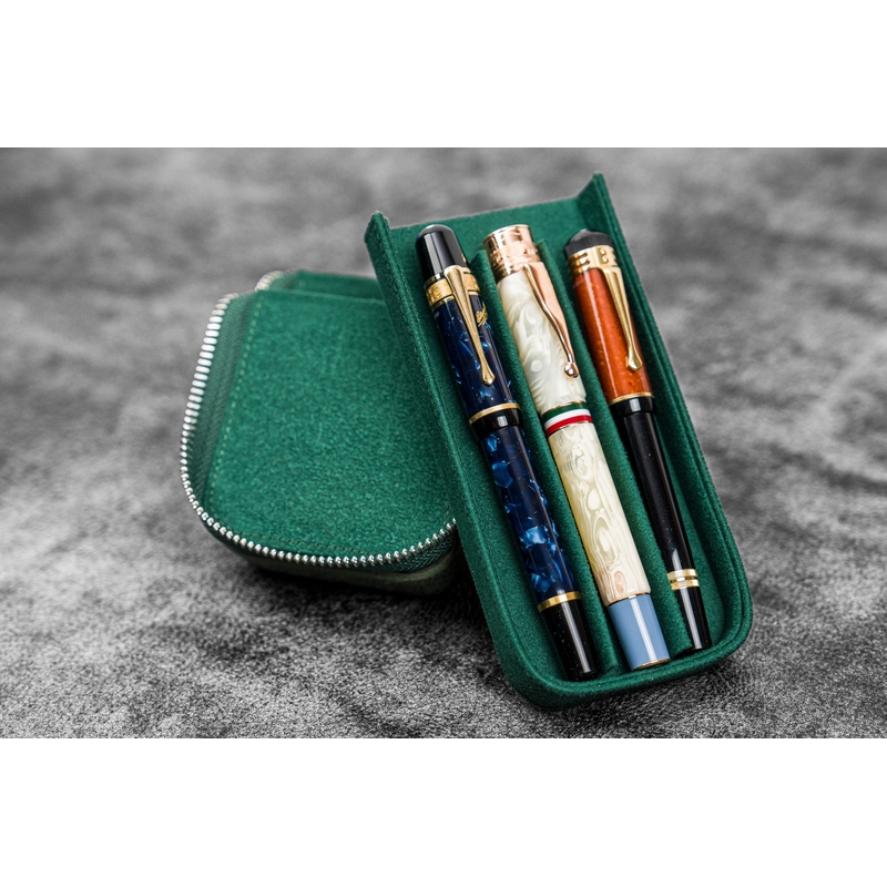Galen Leather Galen Leather Magnum Opus 3 Slots Pen Case Crazy Horse Forest Green