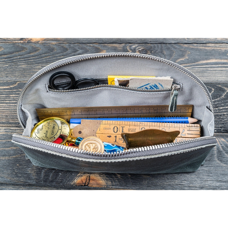 Galen Leather Galen Leather Lunar Makeup Bag Crazy Horse Smoky