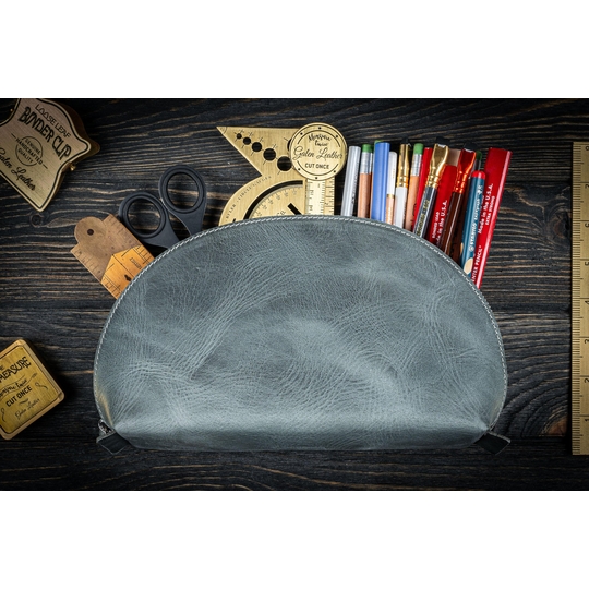 Galen Leather Lunar Makeup Bag Crazy Horse Smoky