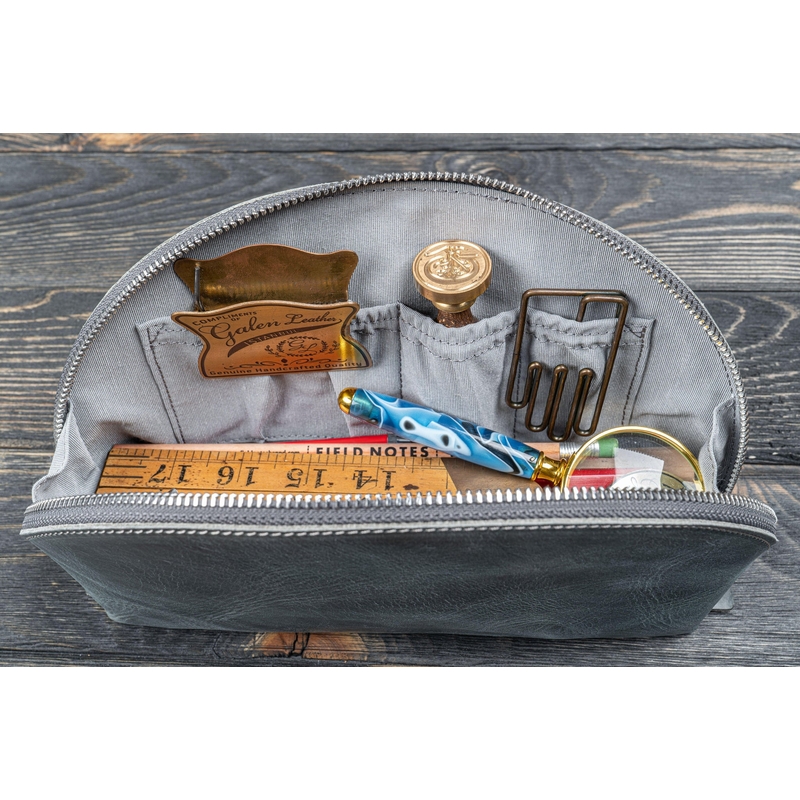 Galen Leather Galen Leather Lunar Makeup Astuccio Crazy Horse Smoky