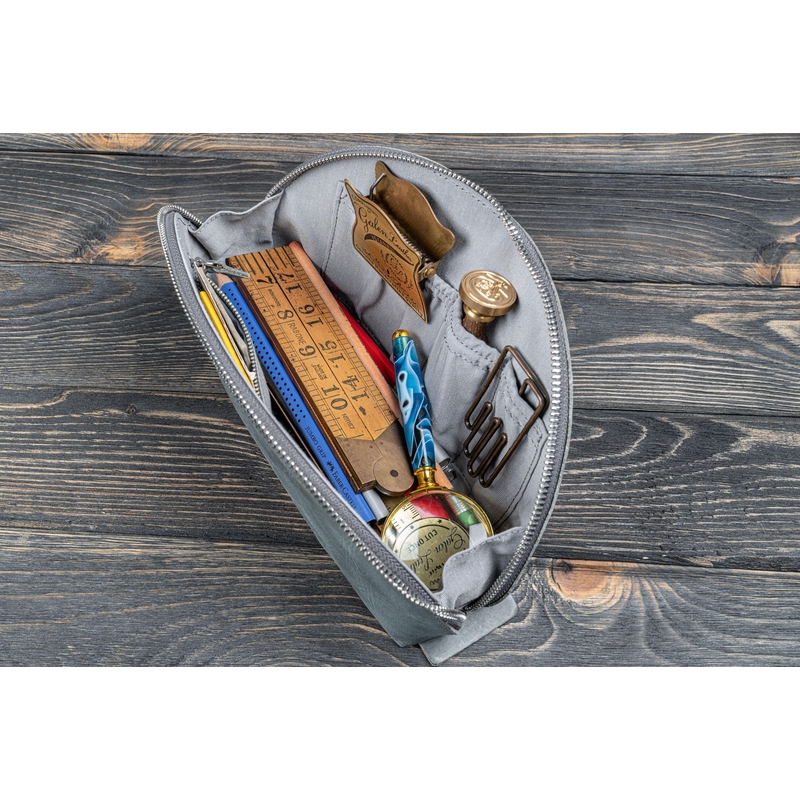 Galen Leather Galen Leather Lunar Makeup Bag Crazy Horse Smoky