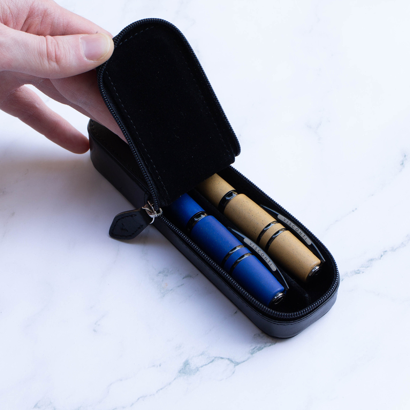 Visconti Visconti Leather Pen Case for 2 Pens Black