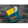Galen Leather Galen Leather Portapenne in Pelle con Zip 3 Posti Crazy Horse Ocean Blue