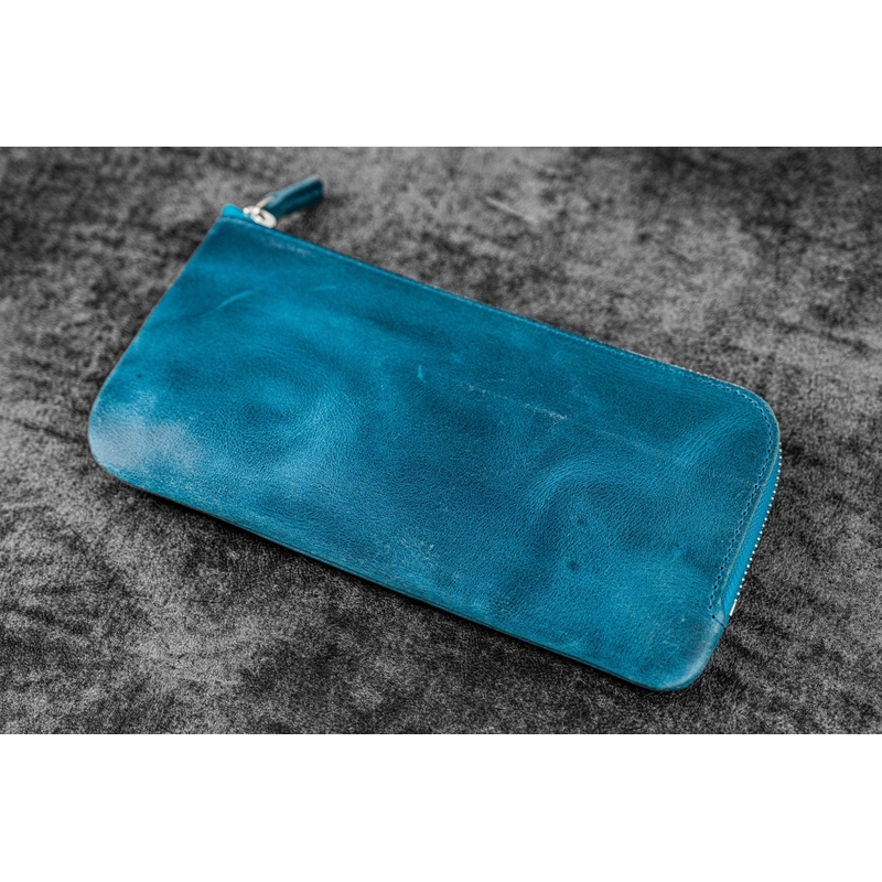 Galen Leather Galen Leather Slip-N-Zip Portapenne in Pelle 4 Posti Crazy Horse Ocean Blue Galen Leather Galen Leather Slip-N-Zip Portapenne in Pelle 4 Posti Crazy Horse Ocean Blue