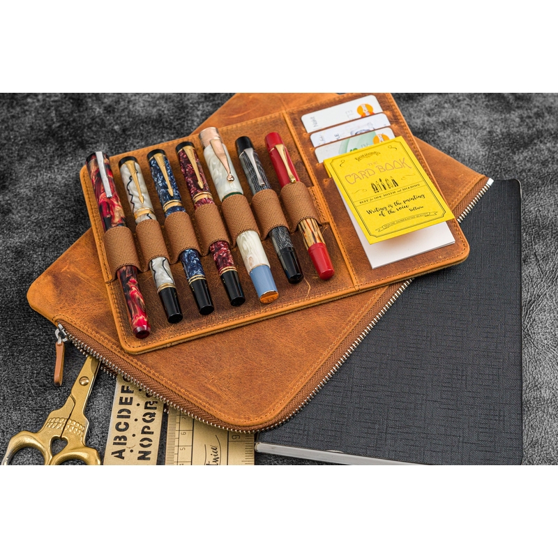 Galen Leather Galen Leather Zippered Writer's Bank Bag Crazy Horse Brown