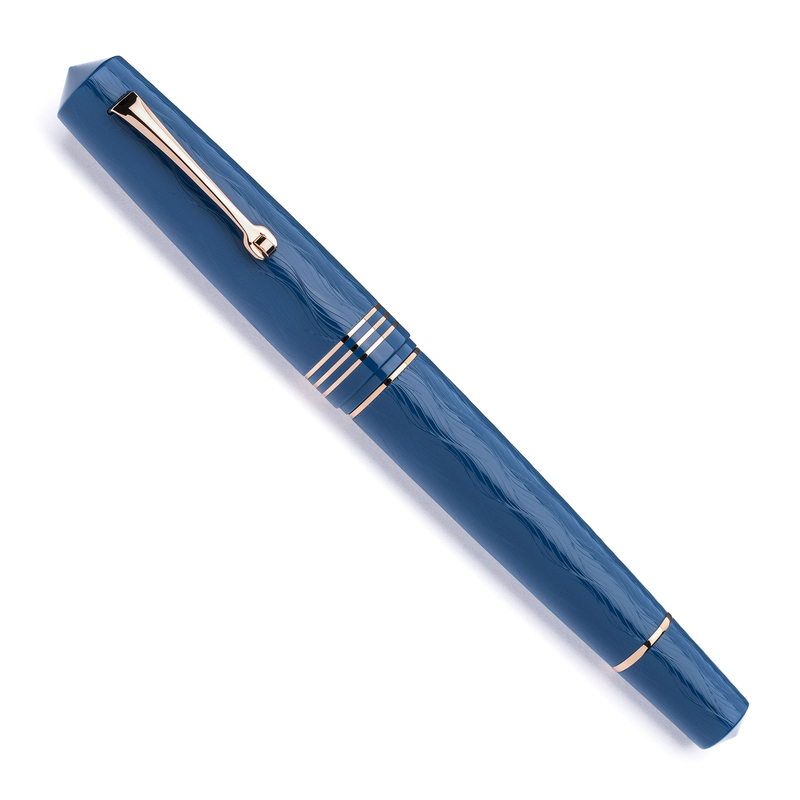 Leonardo Officina Italiana Leonardo Momento Zero Grande 2.0 The Art of Guillochè Fountain Pen Iris Blue & Rose Gold