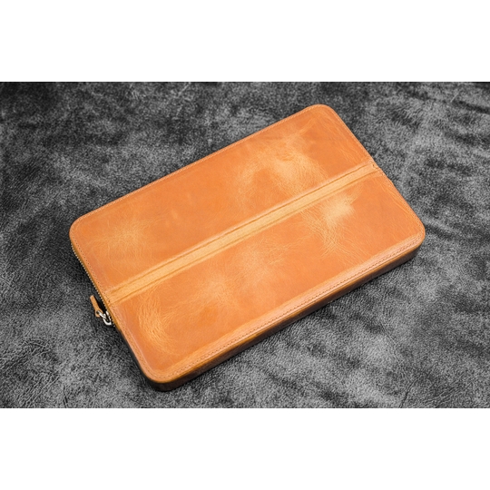 Galen Leather Magnum Opus 12 Slots Pen Case Crazy Horse Honey Ochre