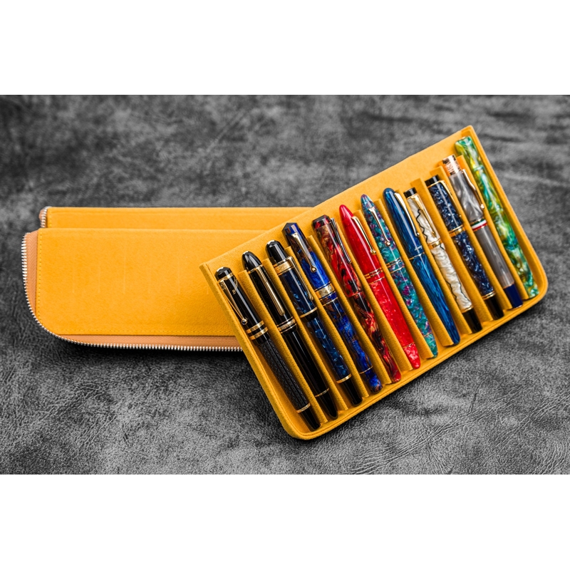 Galen Leather Galen Leather Magnum Opus 12 Slots Pen Case Crazy Horse Honey Ochre