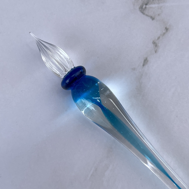 Guitar Guitar Glass Dip Pen Ribbon Blue