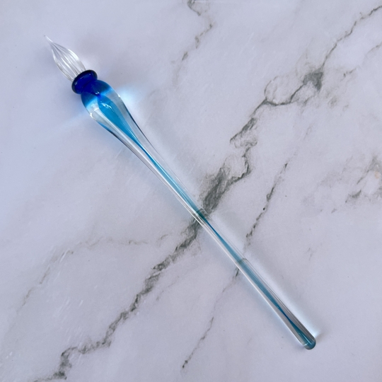 Guitar Glass Dip Pen Ribbon Blue